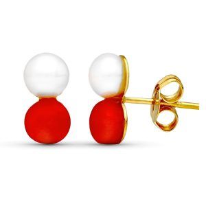 18K PENDIENTES ORO AMARILLO PERLA 10X5 MM